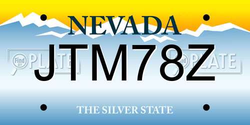 JTM78Z Nevada License Plate