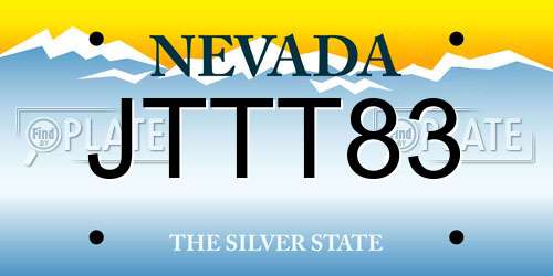 JTTT83 Nevada License Plate