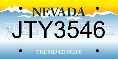 JTY3546 Nevada License Plate