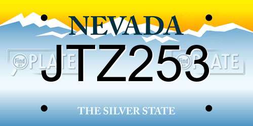 JTZ253 Nevada License Plate