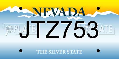 JTZ753 Nevada License Plate