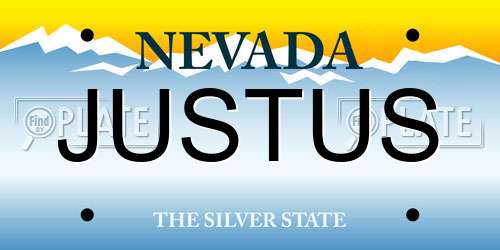 JUSTUS Nevada License Plate