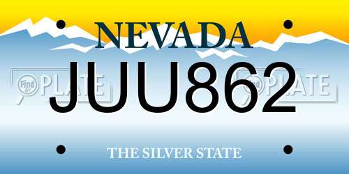 JUU862 Nevada License Plate