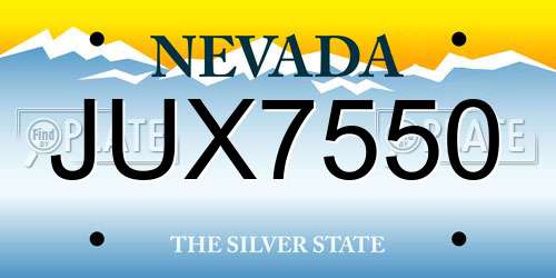 JUX7550 Nevada License Plate
