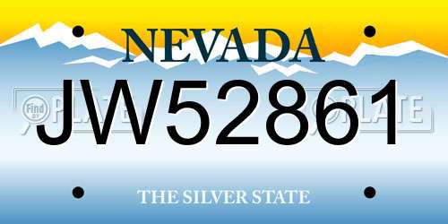 JW52861 Nevada License Plate