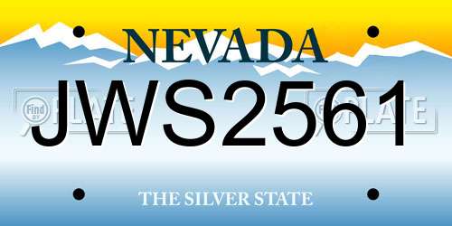 JWS2561 Nevada License Plate