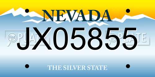 JX05855 Nevada License Plate