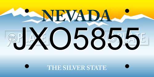 JXO5855 Nevada License Plate