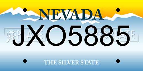 JXO5885 Nevada License Plate