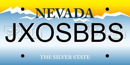 JXOSBBS Nevada License Plate