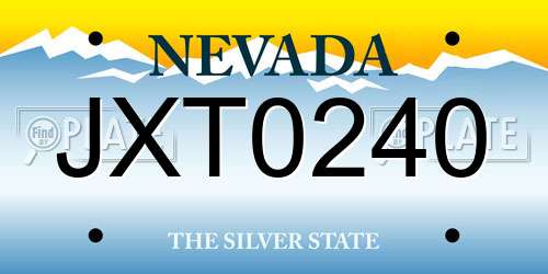 JXT0240 Nevada License Plate