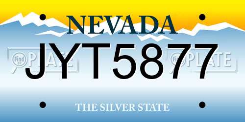 JYT5877 Nevada License Plate