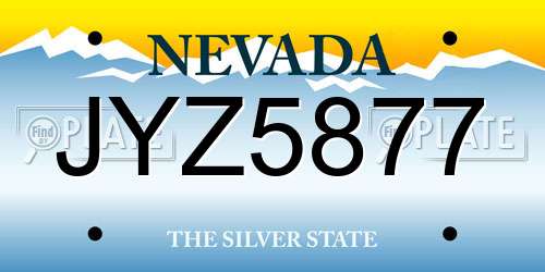 JYZ5877 Nevada License Plate
