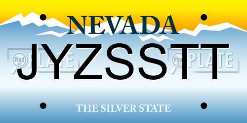 JYZSSTT Nevada License Plate