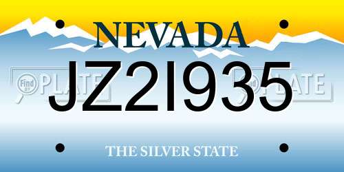 JZ2I935 Nevada License Plate