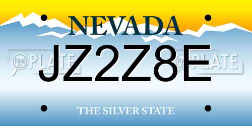 JZ2Z8E Nevada License Plate
