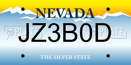 JZ3B0D Nevada License Plate