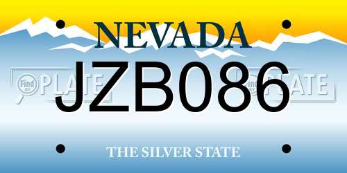 JZB086 Nevada License Plate