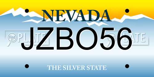 JZBO56 Nevada License Plate
