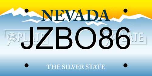JZBO86 Nevada License Plate