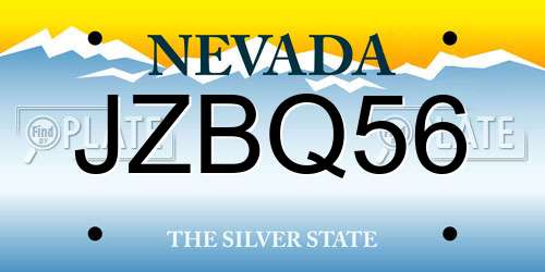 JZBQ56 Nevada License Plate
