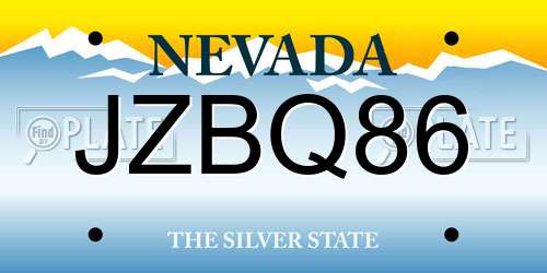 JZBQ86 Nevada License Plate