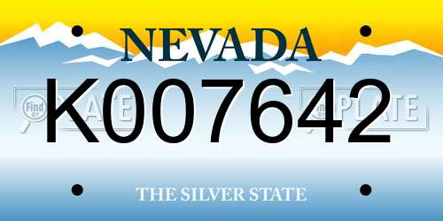 K007642 Nevada License Plate