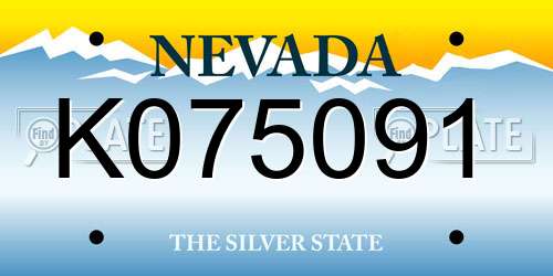 K075091 Nevada License Plate