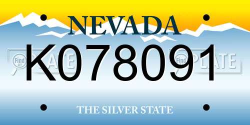 K078091 Nevada License Plate