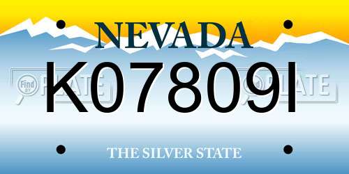 K07809I Nevada License Plate