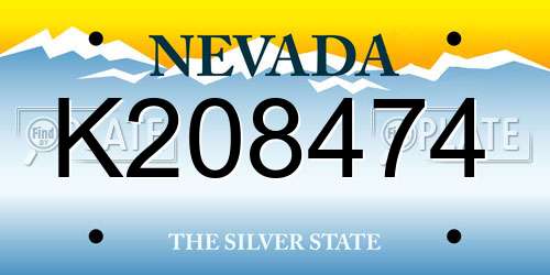 K208474 Nevada License Plate