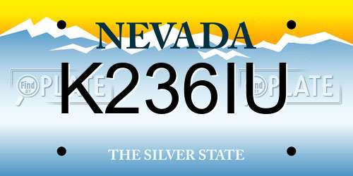 K236IU Nevada License Plate