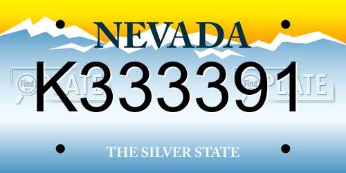 K333391 Nevada License Plate