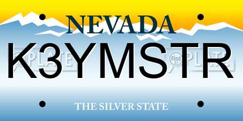 K3YMSTR Nevada License Plate