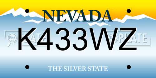 K433WZ Nevada License Plate