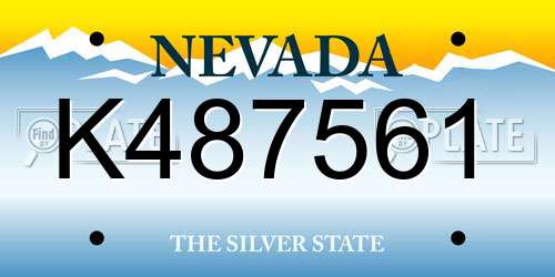 K487561 Nevada License Plate