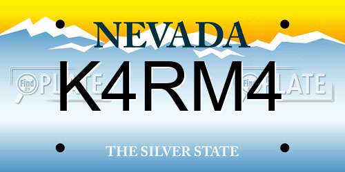 K4RM4 Nevada License Plate