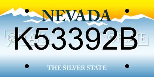 K53392B Nevada License Plate