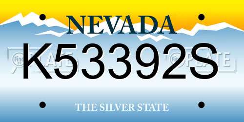 K53392S Nevada License Plate