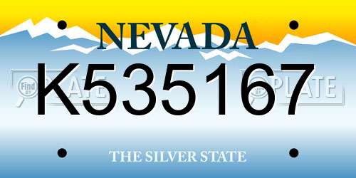K535167 Nevada License Plate
