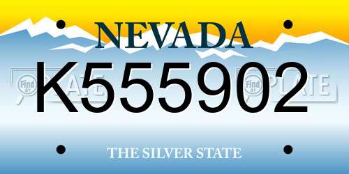 K555902 Nevada License Plate