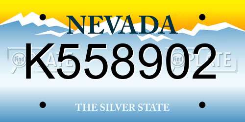 K558902 Nevada License Plate