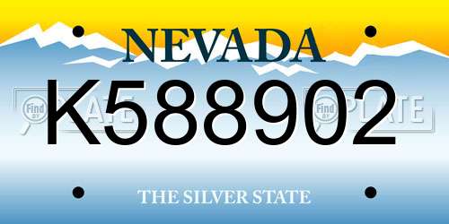 K588902 Nevada License Plate