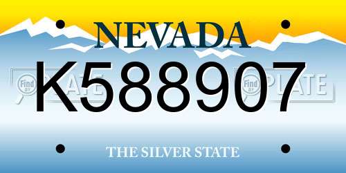 K588907 Nevada License Plate