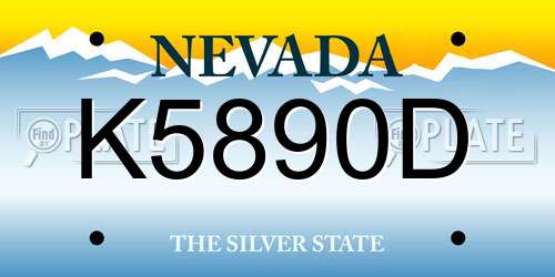 K5890D Nevada License Plate