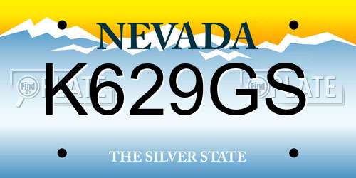 K629GS Nevada License Plate