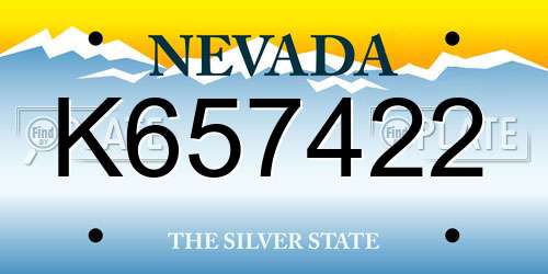 K657422 Nevada License Plate