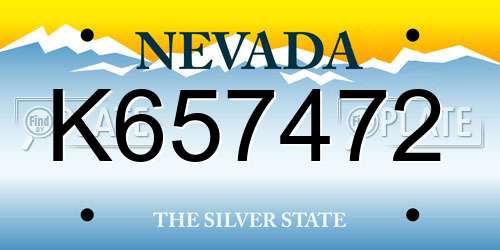 K657472 Nevada License Plate