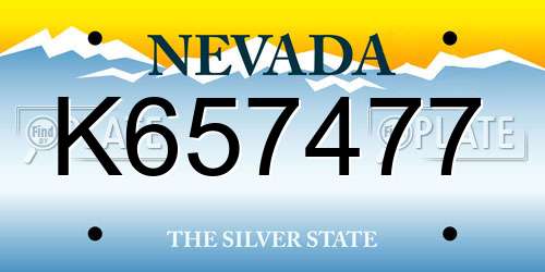K657477 Nevada License Plate
