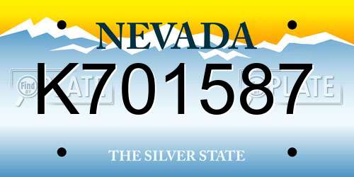 K701587 Nevada License Plate